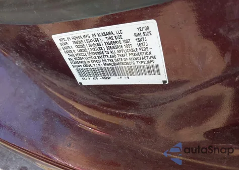 2009 Honda Odyssey Ex z USA, uszkodzony, nr VIN 5FNRL38489B036279